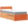 vidaXL Bett mit Schubladen und Matratze Wachsbraun 90x190 Massivholz