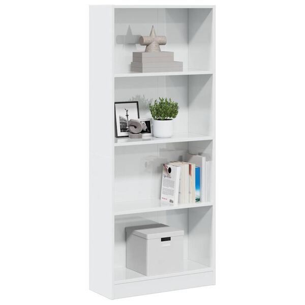 vidaXL B&uuml;cherregal Hochglanz-Wei&szlig; 60x24x143 cm Holzwerkstoff