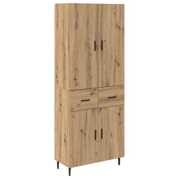 vidaXL Highboard 2 pcs Artisan-Eiche Engineered Wood und Glas