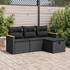 vidaXL 4-tlg. Garten-Sofagarnitur mit Kissen Schwarz Poly Rattan