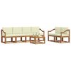 vidaXL Outdoor-Sofagarnitur 7 pcs Natur und Creme Massivholz Akazie
