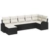vidaXL Garten-Sofa-Set mit Kissen 7 pcs Schwarz Poly Rattan