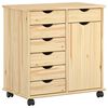 vidaXL Rollschrank Mit Rad Braun 63,5 x 39 x 65,5 cm Massivholz Kiefer