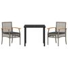 vidaXL Garten Essgruppe 3 pcs Grau Poly-Rattan