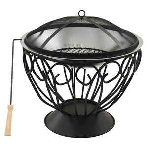 vidaXL 2in1 Feuerschale und Grill mit Sch&uuml;rhaken 59x59x60 cm Edelstahl
