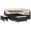 vidaXL Garten-Sofa-Set mit Kissen mit Speicher 8 pcs Schwarz und Creme