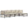 vidaXL 5-tlg. Garten-Lounge-Set mit Kissen Anthrazit Poly Rattan