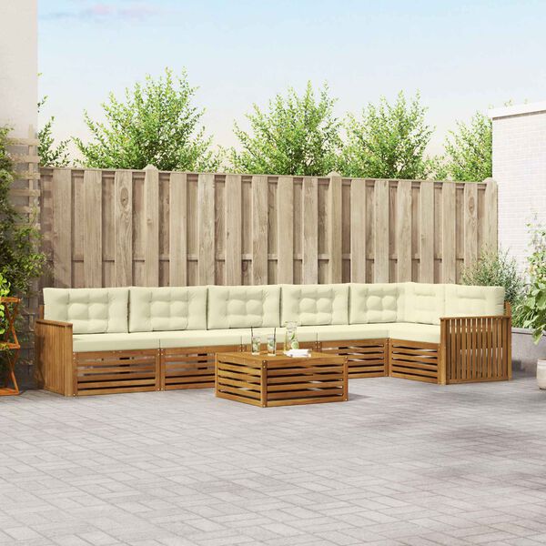 vidaXL Outdoor-Sofagarnitur mit Kissen 7 pcs Natur und Creme