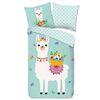 Good Morning Kinder-Bettw&auml;sche-Set Llama 140x200/220 cm Minzgr&uuml;n