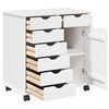 vidaXL Rollschrank Mit Rad Wei&szlig; 63,5 x 39 x 65,5 cm Massivholz Kiefer