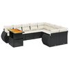 vidaXL 10-tlg. Garten-Sofagarnitur mit Kissen Schwarz Poly Rattan