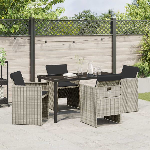 vidaXL Garten Essgruppe 5 pcs Hellgrau Poly-Rattan