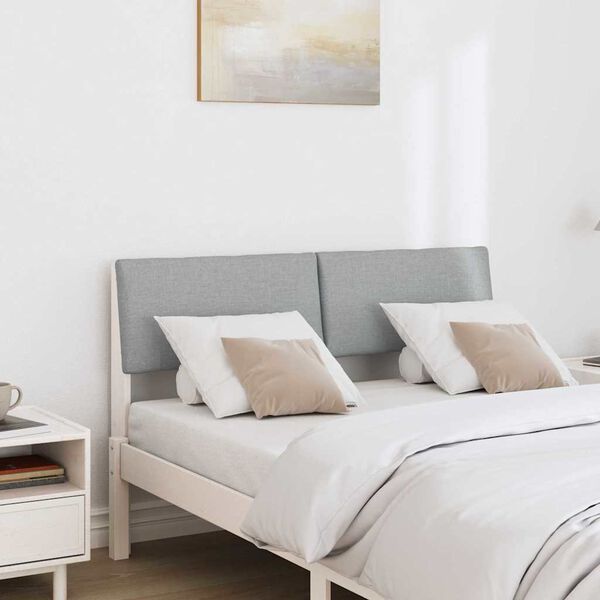 vidaXL Gepolstertes Kopfteil Hellgrau 120 cm Massives Kiefernholz