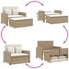 vidaXL Gartensofa mit Kissen 2-Sitzer Beige Poly Rattan & Akazienholz