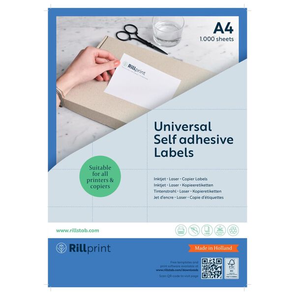 rillprint Selbstklebende Aufkleber Etiketten 105x37 mm 1000 Blatt Wei&szlig;