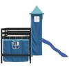 vidaXL Kinderhochbett mit Turm Blau 90x190 cm Massivholz Kiefer