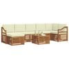 vidaXL Ecksofa Set mit Kissen 8 pcs Natur und Creme Massivholz Akazie