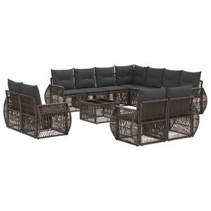 vidaXL Gartensofa-set 12 stk. Grau und Dunkelgrau Poly-Rattan