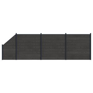 vidaXL Zaunelement 4 pcs WPC und Aluminium Schwarz