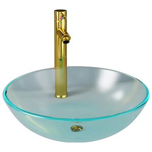 vidaXL Badezimmer Waschbecken Wasserhahn Ablaufgarnitur aus mattiertem
