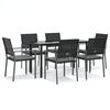 vidaXL 7-tlg. Garten-Essgruppe mit Kissen Poly Rattan und Stahl