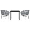 vidaXL Garten Essgruppe 3 pcs Grau Pulverbeschichteter Stahl
