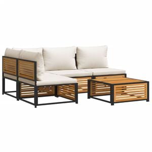 vidaXL 5-tlg. Garten-Sofagarnitur mit Kissen Massivholz Akazie