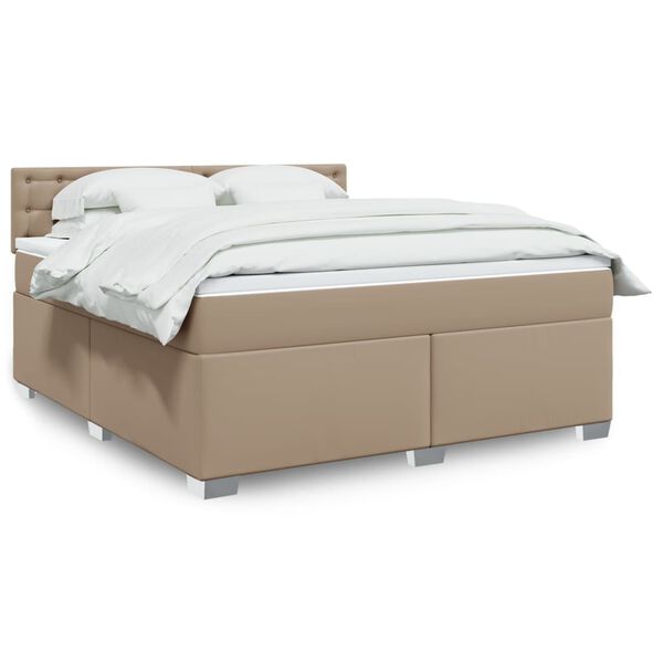 vidaXL Boxspringbett Matratze Cappuccino-Braun 180x200 cm Kunstleder