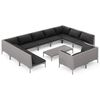 vidaXL 12-tlg. Garten-Lounge-Set mit Kissen Poly Rattan Dunkelgrau