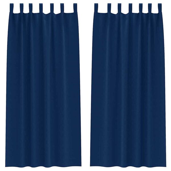vidaXL Verdunkelungs-Vorh&auml;nge mit Ringen 2 pcs Dunkelblau 260 x 140 cm
