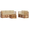 vidaXL Outdoor-Sofagarnitur 6 stk. Natur und Beige Massivholz Akazie