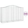 vidaXL Gabionen mit Hochbogen 40Stk. 200x50x120/140cm Verzinktes Eisen