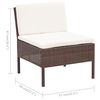 vidaXL 6-tlg. Garten-Lounge-Set mit Auflagen Poly Rattan Braun