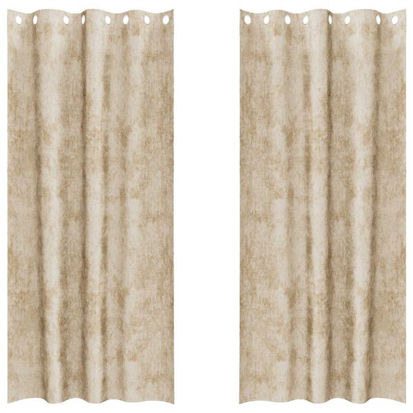 vidaXL Samtvorhänge mit Vorhängen 2 pcs Creme 225 x 140 cm Samt