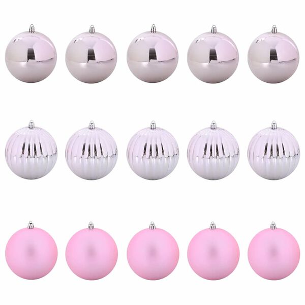 vidaXL Weihnachtskugel-Set 15 pcs Rosa Kunststoff