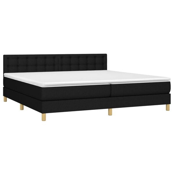 vidaXL Boxspringbett mit Matratze & LED Schwarz 200x200 cm Stoff