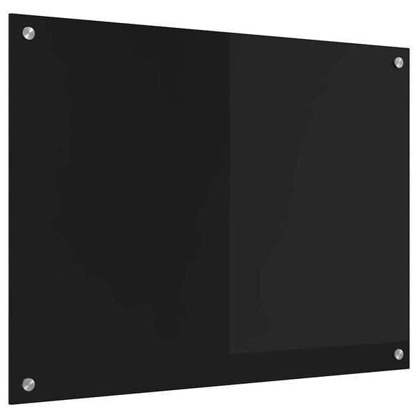vidaXL Küchenrückwand Schwarz 80 x 60 cm Gehärtetes Glas
