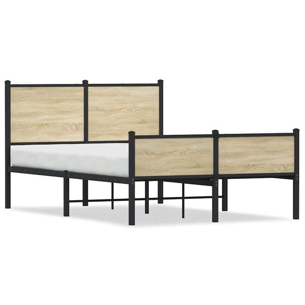 vidaXL Metallbett ohne Matratze Sonoma-Eiche 120x190 cm
