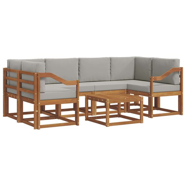 vidaXL Outdoor-Sofagarnitur mit Kissen 7 pcs Nat&uuml;rlich und Hellgrau