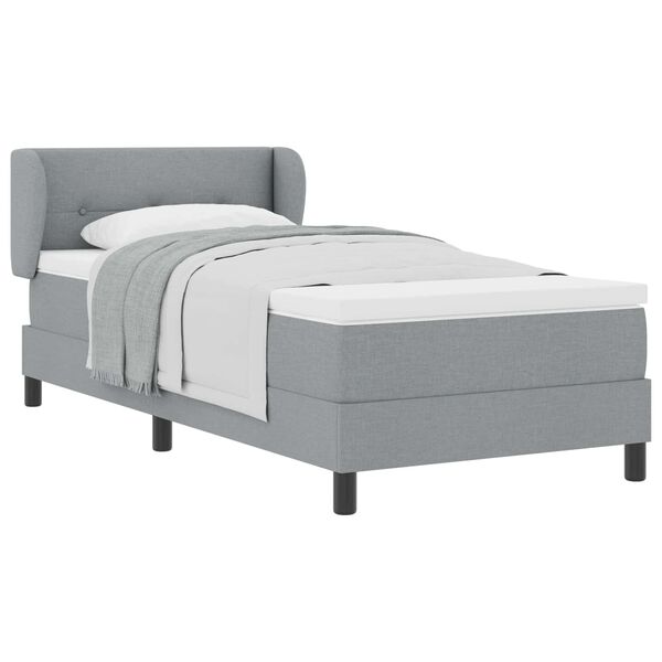 vidaXL Boxspringbett mit Matratze Hellgrau 90 x 200 cm Stoff