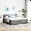 vidaXL Ottoman-Bett mit Matratzen & LEDs Dunkelgrau 200x200 cm Stoff