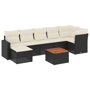 vidaXL 8-tlg. Garten-Sofagarnitur mit Kissen Schwarz Poly Rattan