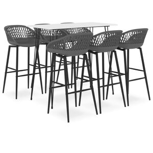 vidaXL 7-tlg. Bar-Set Wei&szlig; und Grau
