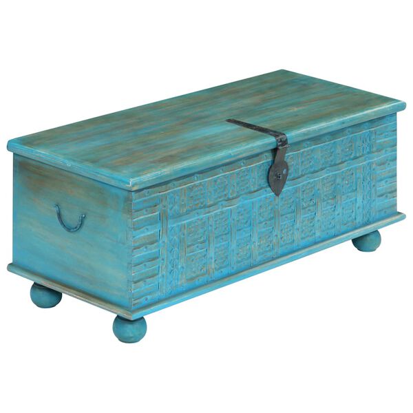 vidaXL Aufbewahrungstruhe Massivholz Mango Blau 100x40x41 cm