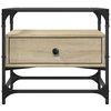 vidaXL Couchtisch mit Glasplatte Sonoma-Eiche 50x50x45 cm Stahl