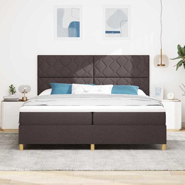 vidaXL Boxspringbett mit Matratze Dunkelbraun 200 x 200 cm Stoff