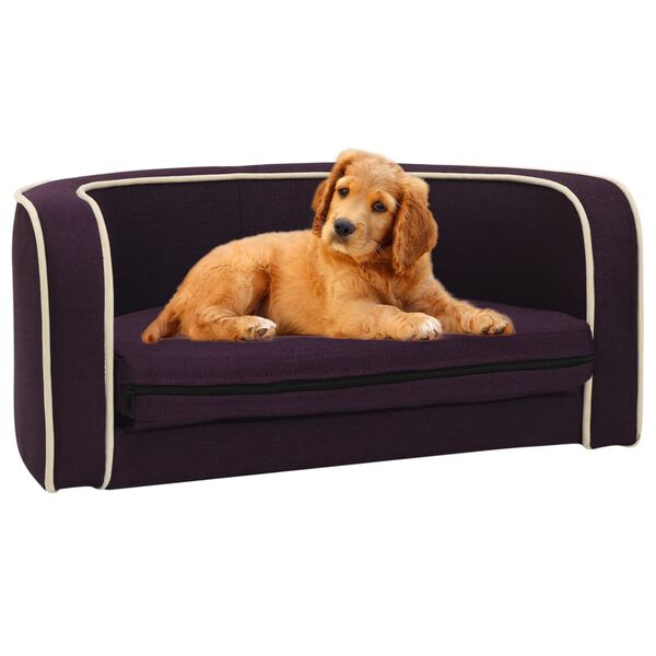 vidaXL Hundesofa Klappbar Burgunderrot 76x71x30 cm Leinen Kissen