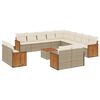 vidaXL 14-tlg. Garten-Sofagarnitur mit Kissen Beige Poly Rattan