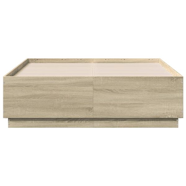 vidaXL Bettgestell Sonoma-Eiche 135x190 cm Holzwerkstoff