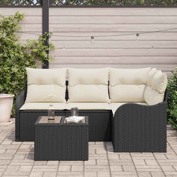 vidaXL Gartensofa-set mit Speicher 5 pcs Braun Poly-Rattan